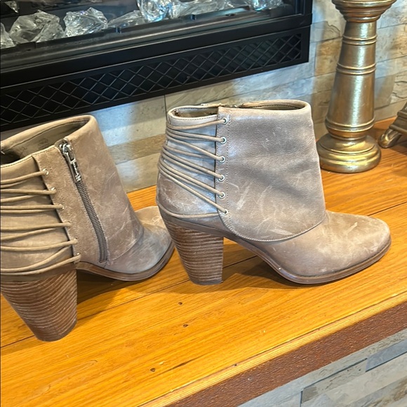 Jessica Simpson Taupe Ankle Boots with Zipper and Buckle Detail Booties - Picture 3 of 13